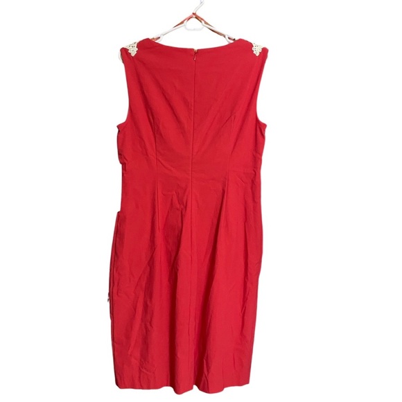 Kay Unger Orange Dress With Detailed Neckline - Picture 2 of 3